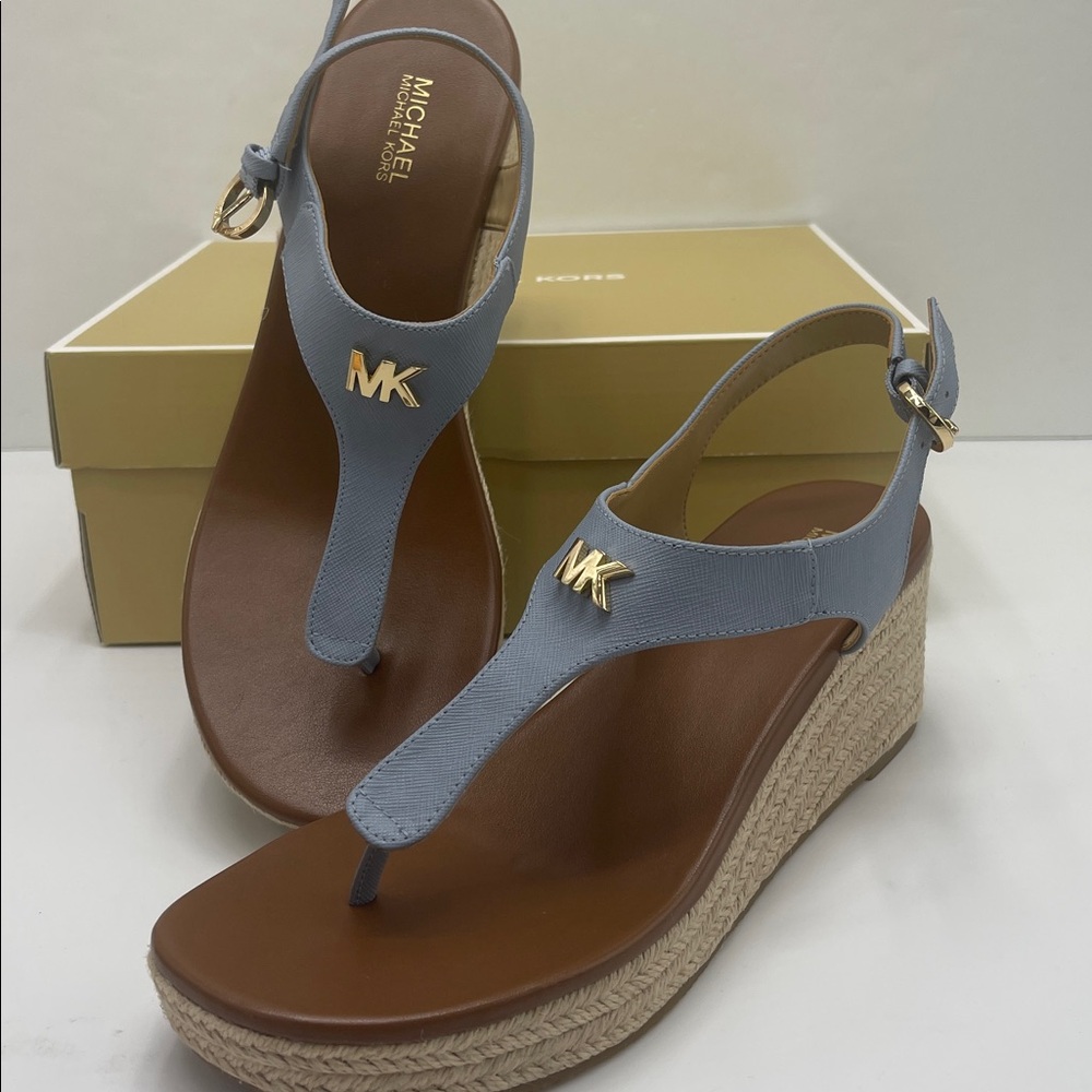 Michael Kors LANEY THONG FAUX LEATHER Pale Blue
40TOLAMS2L Heeled Sandals Wedge - Picture 14 of 16